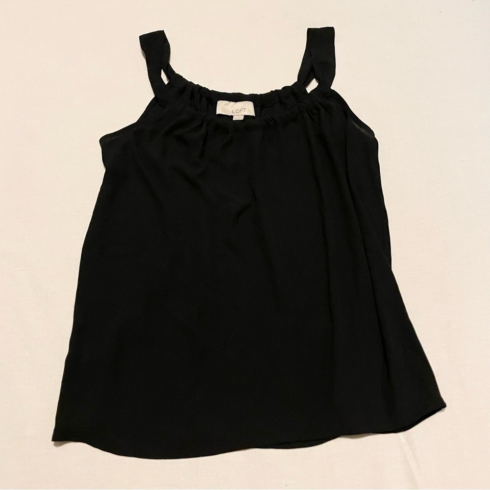 Loft Women's Black Sleeveless Chiffon Tank Top Blouse Dressy Size XS